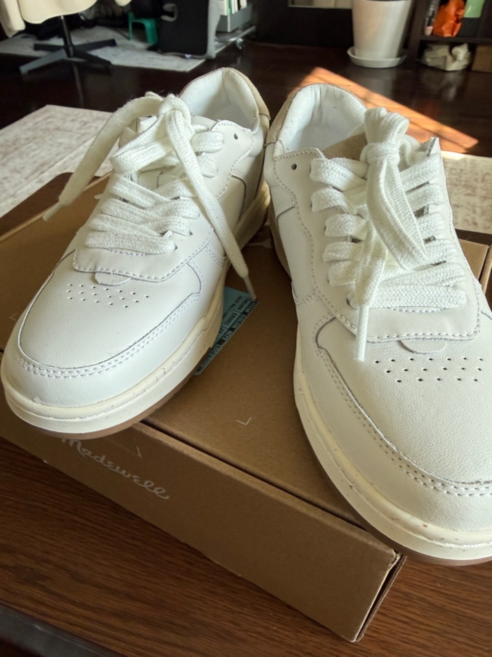 NWT Madewell White Leather Court Low-Top Sneakers in Nappa Leather